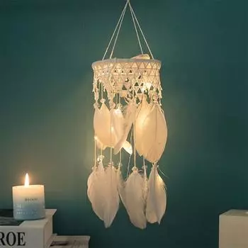 Украшение перьями ручной работы для настенного домашнего декора комнаты 15x15x5cm белый