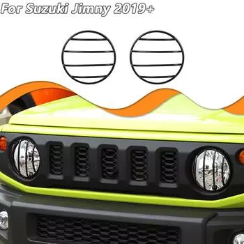 Украшение передней фары автомобиля, абажур, чехол для Suzuki Jimny 2019-2023, металлические автомобильные аксессуары чёрный