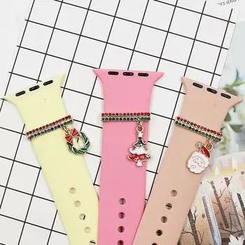 Украшение ремешка для часов Кольцо Праздничное Эмалевое Красочное Геометрическое Гладкое Декоративное Подарок Рождественская Елка Санта B