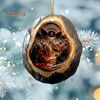 Украшение «Рождение Иисуса», 2D акриловое украшение для автомобильного зеркала, овальный дизайн, рождественская елка, украшение для зеркала заднего вида автомобиля, подвесное украшение для автомобиля, деревенское тепло D