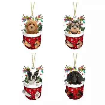 Украшение рождественской елки для собак, креативный и милый рождественский чулок для собак, подвесной кулон, украшения для собак Шнауцер-Такса