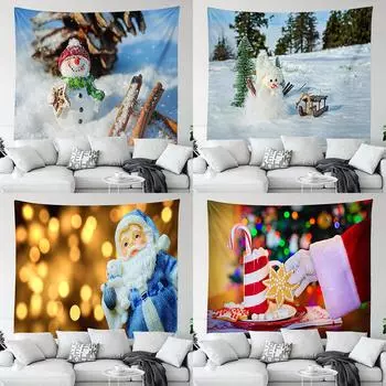 Украшение рождественской елки, гобелен с принтом, домашняя гостиная, спальня, украшение на стену, фон, тканевый гобелен 100x75cm