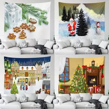 Украшение рождественской елки, гобелен с принтом, домашняя гостиная, спальня, украшение на стену, фон, тканевый гобелен 100x75cm