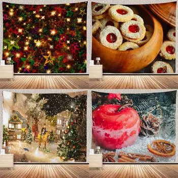 Украшение рождественской елки, гобелен с принтом, домашняя гостиная, спальня, настенный фон, тканевый гобелен 100x75cm