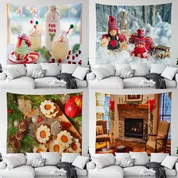 Украшение рождественской елки, гобелен с принтом, домашняя гостиная, спальня, украшение на стену, фон, тканевый гобелен 100x75cm