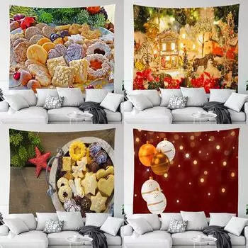 Украшение рождественской елки, гобелен с принтом, домашняя гостиная, спальня, украшение на стену, фон, тканевый гобелен 100x75cm