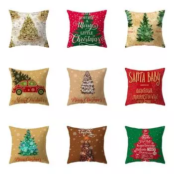 Украшение рождественской елки Рождественская тема с принтом, чехол для подушки, домашняя гостиная, украшение для дивана, подушка, наволочка 40X40CM