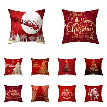 Украшение рождественской елки Рождественская тема с принтом, чехол для подушки, домашняя гостиная, украшение для дивана, подушка, наволочка 40X40CM