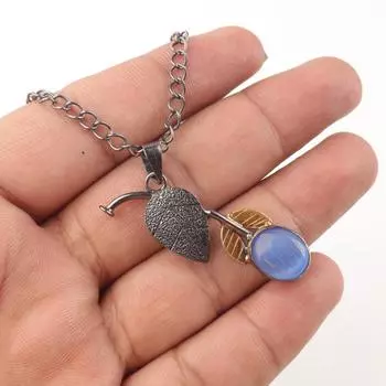 Украшение ручной работы из темно-синего камня «кошачий глаз» из серебра 925 пробы, кулон, подарок PP-55-42