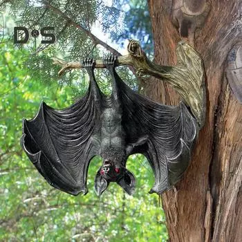 Украшение с имитацией летучей мыши, вешалка для горшка с растением, устойчивая к атмосферным воздействиям, крытый и открытый сад, фигурка летучей мыши из смолы, статуя, скульптура, орнамент, товары для Хэллоуина A