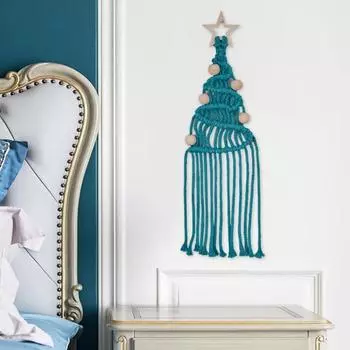 Украшение с кисточкой для рождественской елки, ручная работа, хлопковая веревка, плетеная в стиле макраме, рождественская елка в стиле бохо
