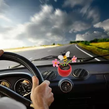 Украшение салона автомобиля на солнечных батареях, качели, танцы, цветок, игрушка-пчела, украшение для дома, украшения, подарки, автозапчасти