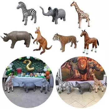 Украшение сцены для вечеринки по случаю дня рождения в стиле сафари в джунглях, гигантские надувные шары в виде животных, украшение для вечеринки