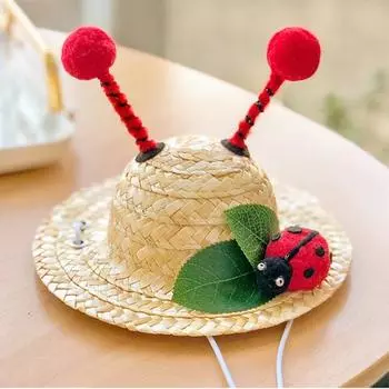 Украшение соломенной шляпы для собак, вязаные аксессуары, очаровательная широкополая шляпа для фотографии M