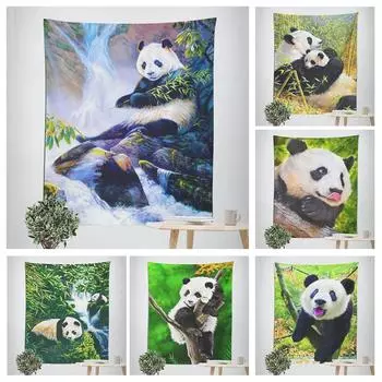 Украшение стен дома Гобелен Милая панда Подвесная ткань Офис Гостиная Гобелен 100x75cm