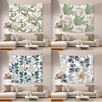 Украшение стен дома Гобелен Ретро Ботанический Художественный Узор Подвесной Тканый Гобелен Офис Гостиная 100x75cm