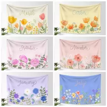 Украшение стены дома Гобелен Красочный полевой цветок Растение Фон Подвесная ткань Офис Гостиная Гобелен 100x75cm