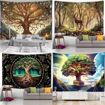 Украшение стены дома Гобелен Лесной олень Фон Офис Гостиная Гобелен 100x75cm