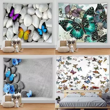 Украшение стены дома Гобелен с узором бабочки Фон для спальни Гобелен для офиса и гостиной 100x75cm