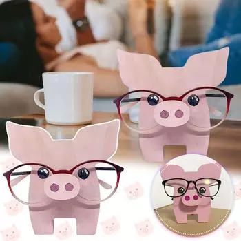 Украшение стола для домашнего офиса. Голова свиньи. Деревянная оправа для очков с изображением животного. One Size розовый