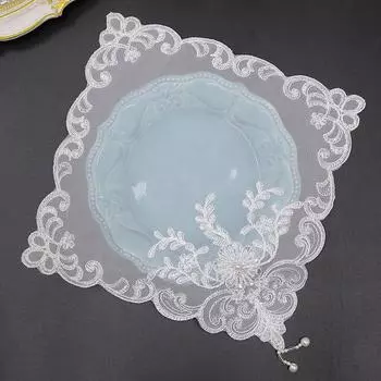 Украшение стола и аксессуары вышитый белый цветок из бисера салфетка для подставки под тарелку свадебная рождественская салфетка для кухни square 28cm