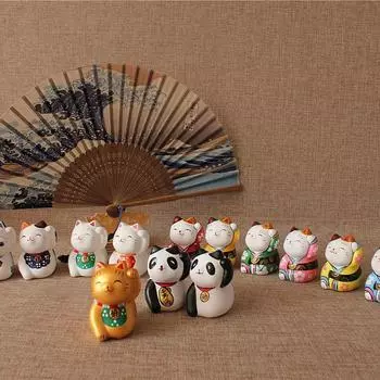 Украшение стола Украшения для дома Украшения для автомобиля Мини-кошка удачи Разноцветная расписанная вручную кошка Милые креативные украшения29-56