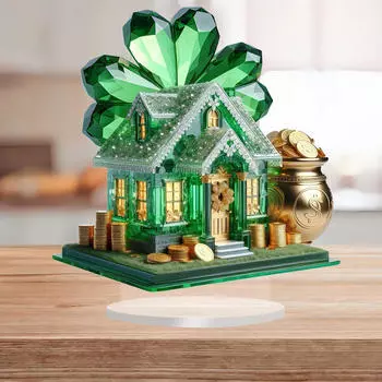 Украшение стола в форме дома, плоская акриловая 2D-статуэтка с основанием, домашний декор для стола для вечеринок в гостиной