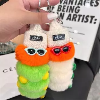 Украшение Сумка Подвеска Гусеница Брелок Гусеница Плюшевый брелок Гусеница Брелок purple pink