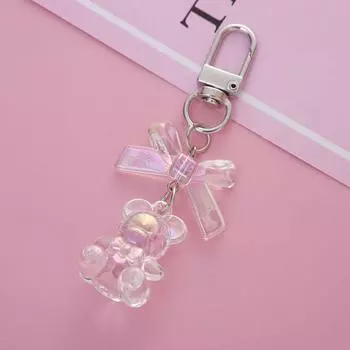 Украшение сумки из смолы брелок в виде мармеладного мишки прозрачный милый кулон на сумку чехол для телефона аксессуары pink-bear