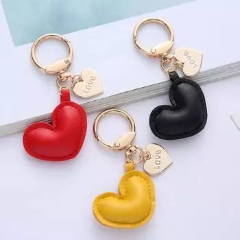 Украшение сумки Love Keychain PU Leather Bag Подвеска Trendy PU Leather Вешалка для женщин чёрный