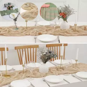 Украшение свадебного стола, марлевая ткань, однотонная, обеденная, ретро, текстура, винтажная, для свадебной вечеринки, льняная ткань для дома, рождественский декор 90x180cm