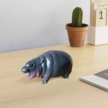 Украшение в виде бегемота Игрушка в виде бегемота Статуэтка бегемота из смолы Маленькая настольная фигурка