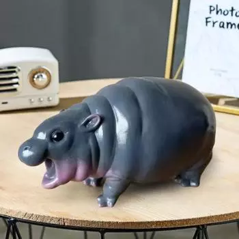 Украшение в виде бегемота, миниатюрная статуэтка бегемота из смолы, настольная скульптура бегемота для домашнего офиса, книжной полки, декора стола, подарка любителям бегемота 1pc