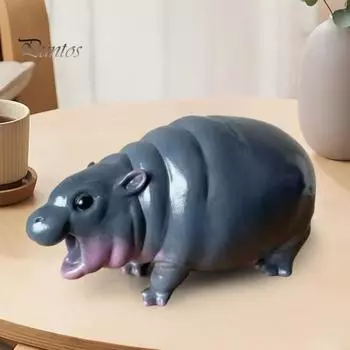 Украшение в виде бегемота, миниатюрная статуэтка бегемота из смолы, настольная скульптура бегемота для домашнего офиса, книжной полки, декора стола, подарка любителям бегемота 1pc