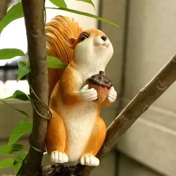 Украшение в виде белки, фигурка белки из смолы, коллекционное украшение для цветочного горшка, расписанная вручную реалистичная скульптура белки C