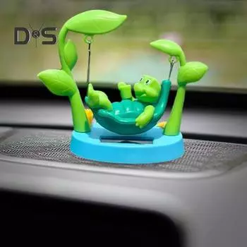Украшение в виде черепахи на автомобиль, работающее на солнечной энергии, украшение в виде танцующей черепахи, мультяшный декор приборной панели, качающаяся фигурка черепахи, забавный аксессуар для автомобиля зелёный