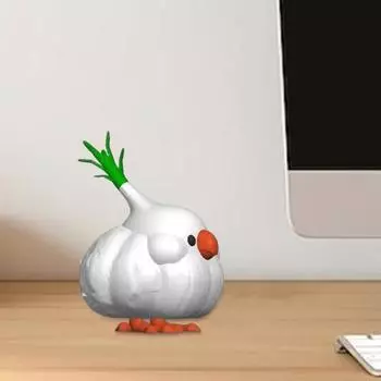 Украшение в виде чесночных птиц, напечатанное на 3D-принтере из PLA-материала, мини-фигурка, красочное украшение для журнального столика, аксессуары для дома белый