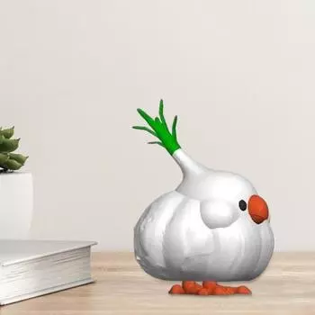 Украшение в виде чесночных птиц, напечатанное на 3D-принтере из PLA-материала, мини-фигурка, красочное украшение для журнального столика, аксессуары для дома белый