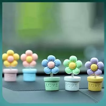 Украшение в виде цветка для автомобиля с качающейся головой, милый цветок подсолнуха, украшение в виде цветка для автомобиля с качающейся головой, аксессуары для украшения салона автомобиля