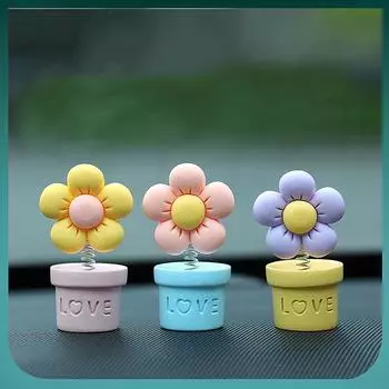 Украшение в виде цветка для автомобиля с качающейся головой, милый цветок подсолнуха, украшение в виде цветка для автомобиля с качающейся головой, аксессуары для украшения салона автомобиля