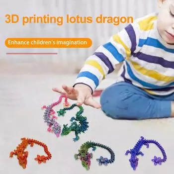 Украшение в виде цветка-дракона 11,8 дюйма, шарнирный дракон, фэнтезийный 3D-принтер, цветущий дракон, настольная игрушка-фиджет для коллекционеров-любителей драконов