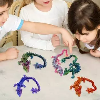 Украшение в виде цветка-дракона 11,8 дюйма, шарнирный дракон, фэнтезийный 3D-принтер, цветущий дракон, настольная игрушка-фиджет для коллекционеров-любителей драконов