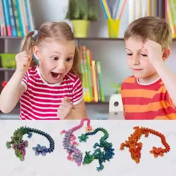 Украшение в виде цветка дракона Yousheng, 11,8-дюймовый шарнирный дракон, фэнтезийный 3D-принтер, цветущий дракон, настольная игрушка-фиджет для коллекционеров-любителей драконов