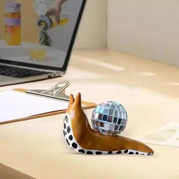 Украшение в виде дискотеки Улитка из смолы, цветная улитка со светоотражающим дискотечным шаром, настольная дискотека синий