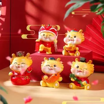 Украшение в виде дракона, праздничная фигурка дракона, мультяшное украшение из смолы для стола, праздничные украшения на Новый год A