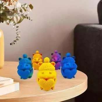 Украшение в виде хомяка, напечатанное на 3D-принтере, настольный декор, фигурка хомяка, статуэтка хомяка в виде сердца, для домашнего офиса, книжной полки золотистый