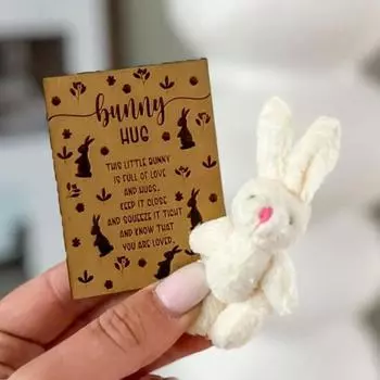 Украшение в виде карманного плюшевого кролика с поздравительной открыткой, тканевый кролик, плюшевая кукла, украшение для друзей, семьи, дня рождения, годовщины, вдохновляющий подарок белый