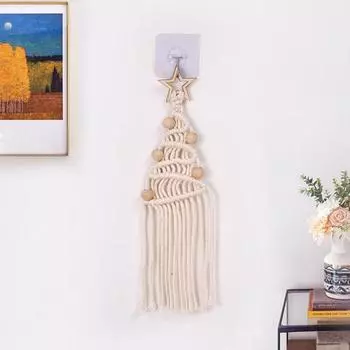 Украшение в виде кисточки для рождественской елки, ручная работа, хлопковая веревка, плетеная в технике макраме, рождественская елка, бохо, подвесное украшение для декора стены двери 1 Set
