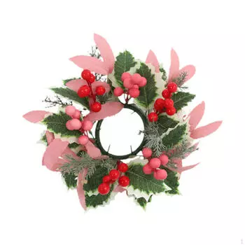 Украшение в виде кольца для свечи с имитацией листьев на Рождество, внутренний диаметр 8,5 см Style A