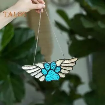 Украшение в виде кошачьей лапы, угловое крыло, зеркало заднего вида автомобиля, акриловое украшение для памятных вещей о питомцах, подвесное украшение на стену, окно, подарки на случай потери любимого питомца синий